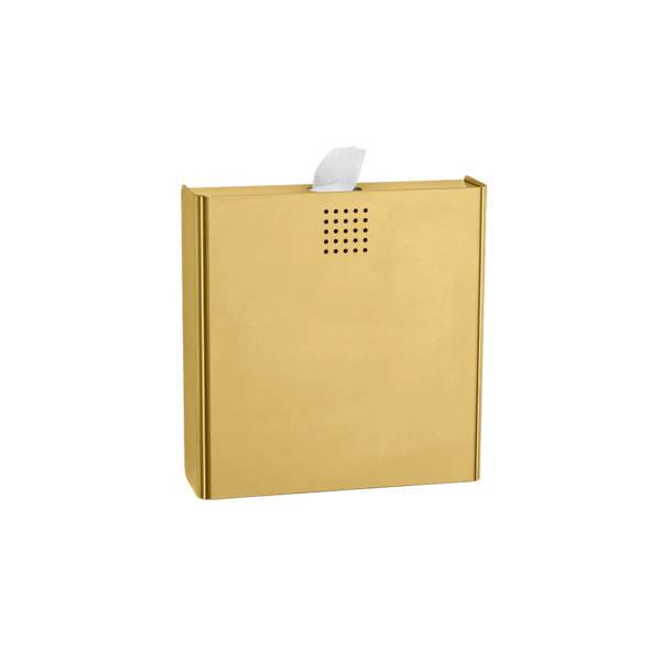 Hygiene waste bin with integrated hygiene bag dispenser, brass