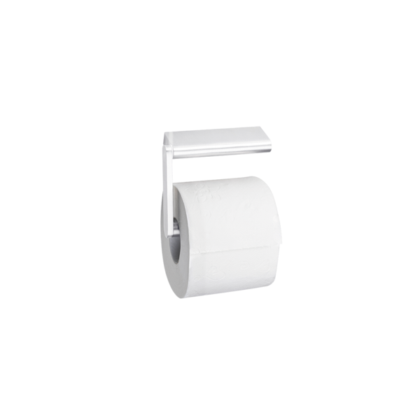Single toilet roll holder with long mounting body, white